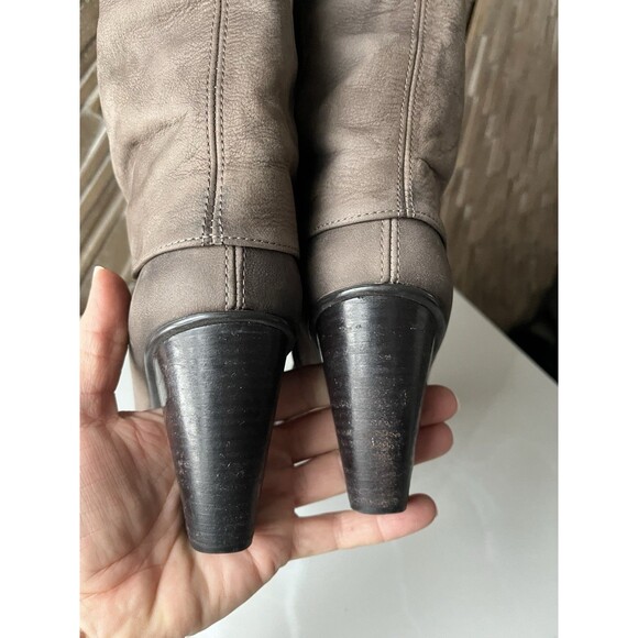 Paul Green GLORY Nubuck Leather Graphite Taupe Heeled Boots Slouch uk 5.5 Us 8 - Picture 9 of 12